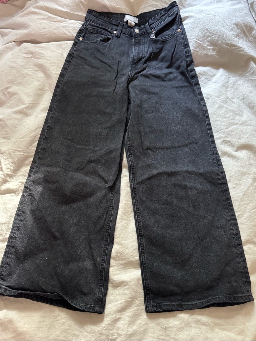 H&M Wide-Leg Black Denim Jeans